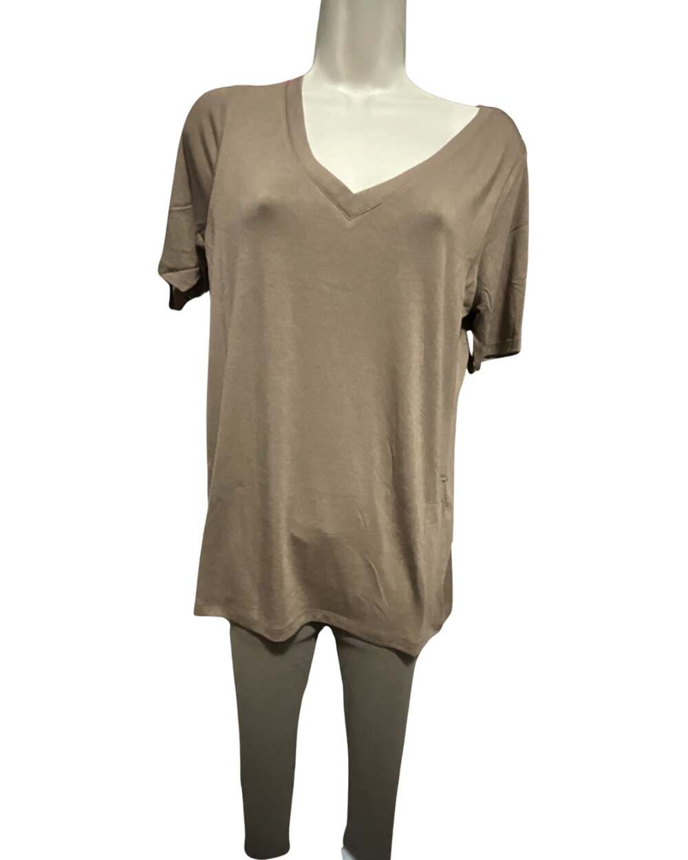 Zenana Fall Cozy Comfy Leisure V-Neck Tee Legging Set NWT Mocha 3X